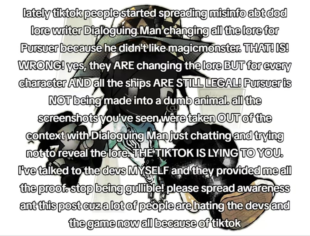 ciderssweet's tweet photo. PLEASE READ THIS and stop spreading misinformation about Pursuer's lore ok? ok.
#DieOfDeath #DOD #Pursuer #Roblox #Saucefy10 #Monstermagic lovers this is for y'all too. https://t.co/IeLubdPcnJ