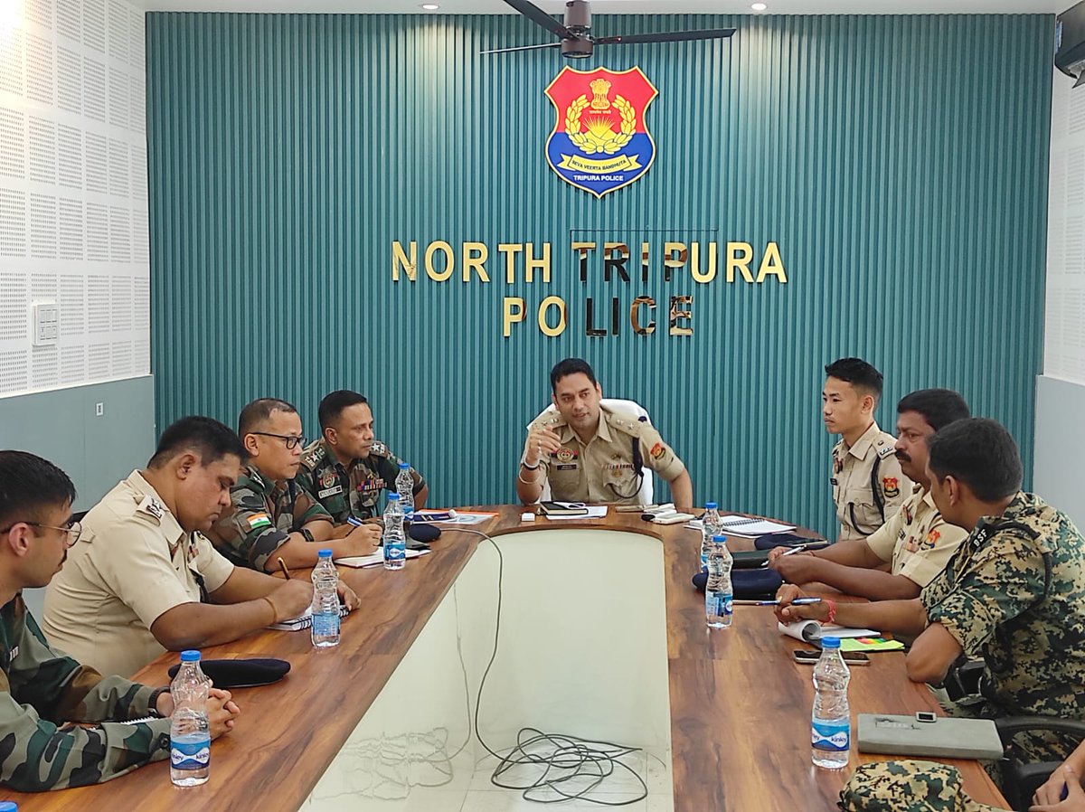 tp_north's tweet photo. A District-Level Operational Group and NCORD meeting was held on 29.05.2026 at the SP Office Conference Hall, North Tripura, under the chairmanship of SP North, CO. 13th Bn TSR, Officers from District Police, SB, BSF, TSR,Intelligence agencies and other stakeholders attended. https://t.co/JacC4sVLNP