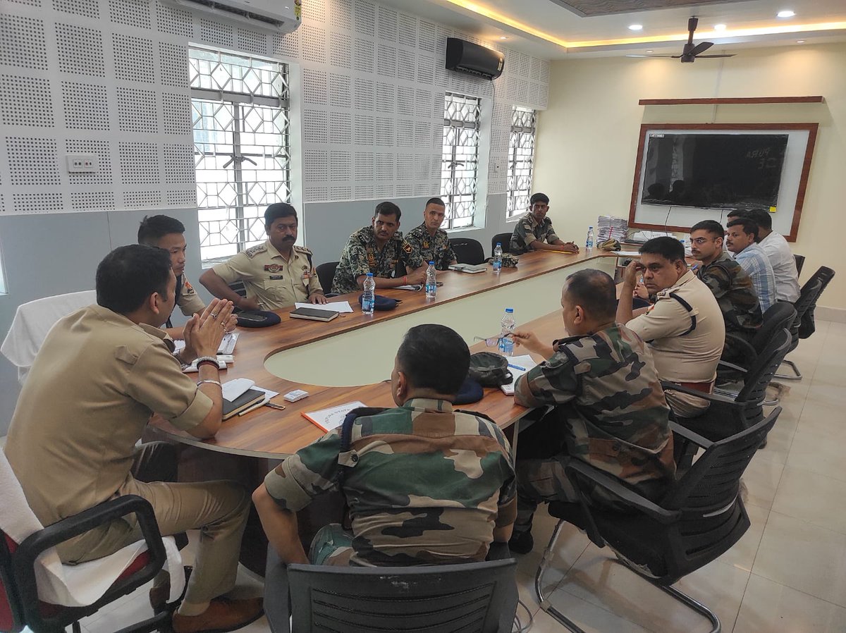 tp_north's tweet photo. A District-Level Operational Group and NCORD meeting was held on 29.05.2026 at the SP Office Conference Hall, North Tripura, under the chairmanship of SP North, CO. 13th Bn TSR, Officers from District Police, SB, BSF, TSR,Intelligence agencies and other stakeholders attended. https://t.co/JacC4sVLNP