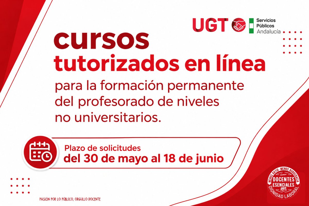 UGTEducaAnd's tweet photo. 🔴Abierta la segunda convocatoria INTEF: 6.100 plazas para cursos gratuitos y en línea https://t.co/9ZOChdFYJP  #PasiónPorLoPúblicoOrgulloDocente https://t.co/W7hGlY6W8j