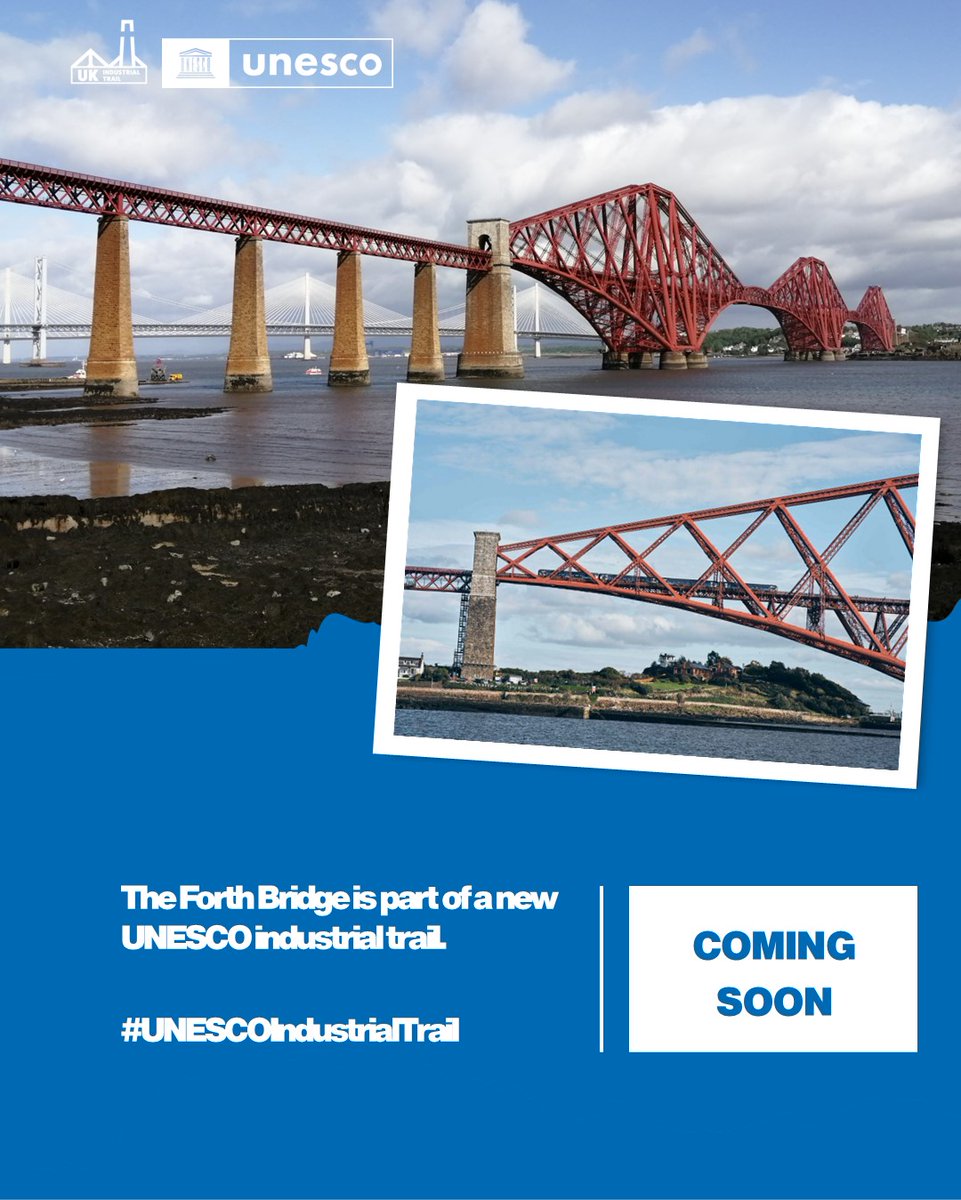 TheForthBridges's tweet photo. The Forth Bridge is proud to be part of the upcoming UNESCO Industrial Trail - connecting places that shaped communities, creativity and modern life.  Keep an eye out for the launch coming soon.
#UNESCOIndustrialTrail https://t.co/QzTWtmArgT