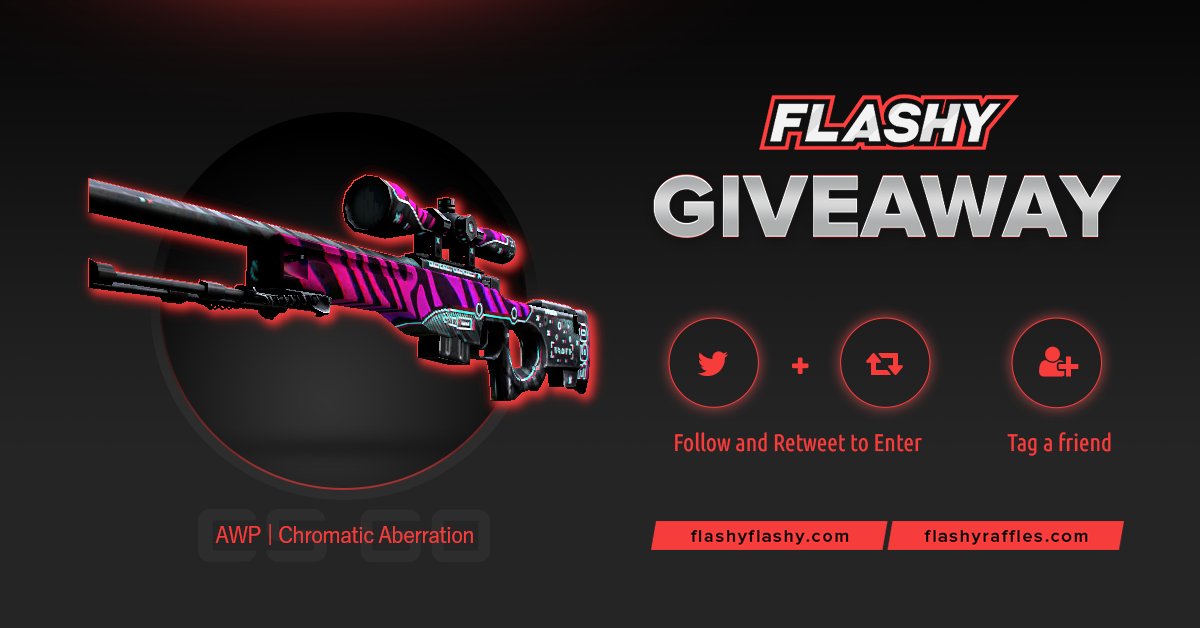 flashyflashycom's tweet photo. 🔥🔥 WKND GIVEAWAY !!! 🏆 AWP Chromatic Aberration !

To win:
✅ Visit for free codes: https://t.co/Fonu6Ev9f2
✅ Retweet
✅ Tag a friend 
✅ Follow us

#flashyflashy #giveaway #csgoskins #CSGOGiveaway https://t.co/Mb9qLnkUJk