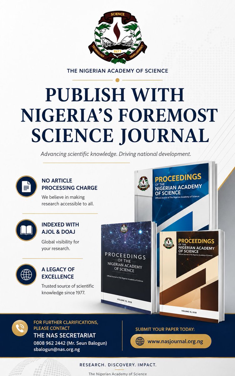 NASJournal_77's tweet photo. Publish with Nigeria's Apex Science Academy. Visit https://t.co/K6fidrCJQC to submit your manuscript to the journal.

#Science #Academy #Development https://t.co/eAYj0hETM4