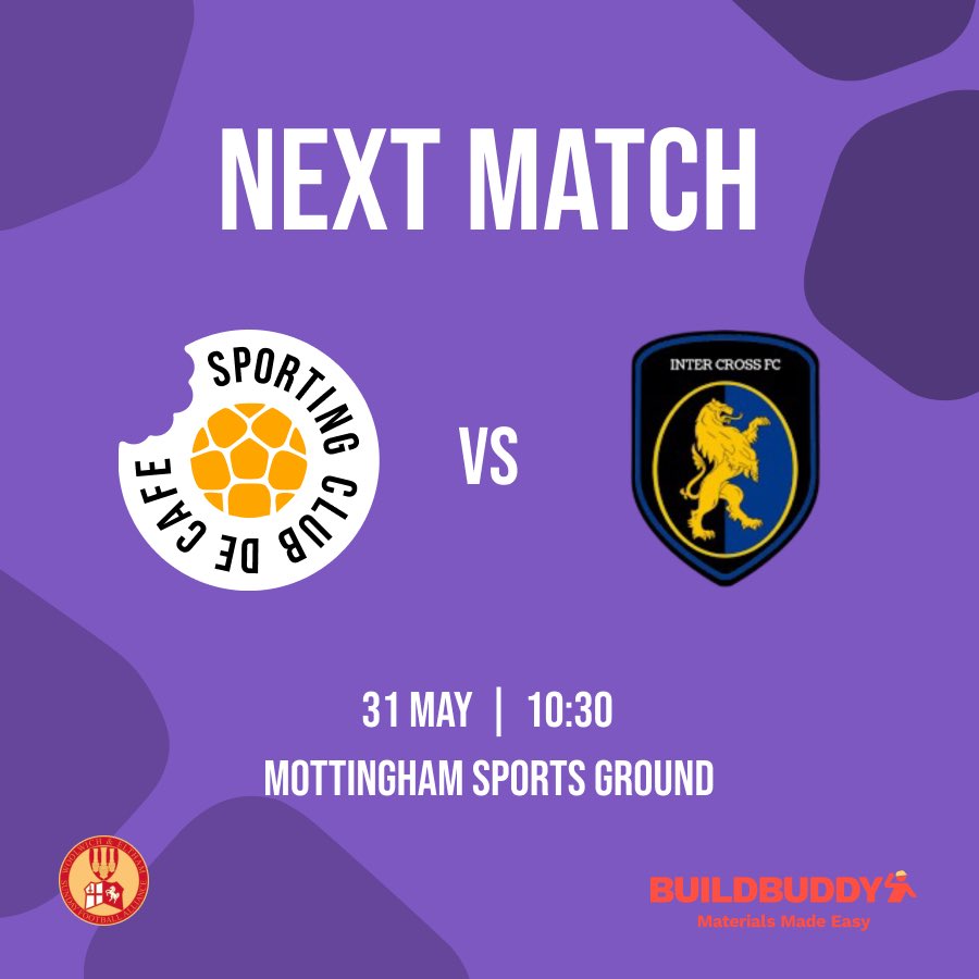 SCDC_FC's tweet photo. This Sunday marks our final game of an incredible first season — and we’re ready to finish strong against @InterCrossFC . Let’s end it the right way with one more win 👊⚽
#updecafe #buildbuddy
@WESFA_Football @buildbuddy_uk https://t.co/lSfjkz3tak