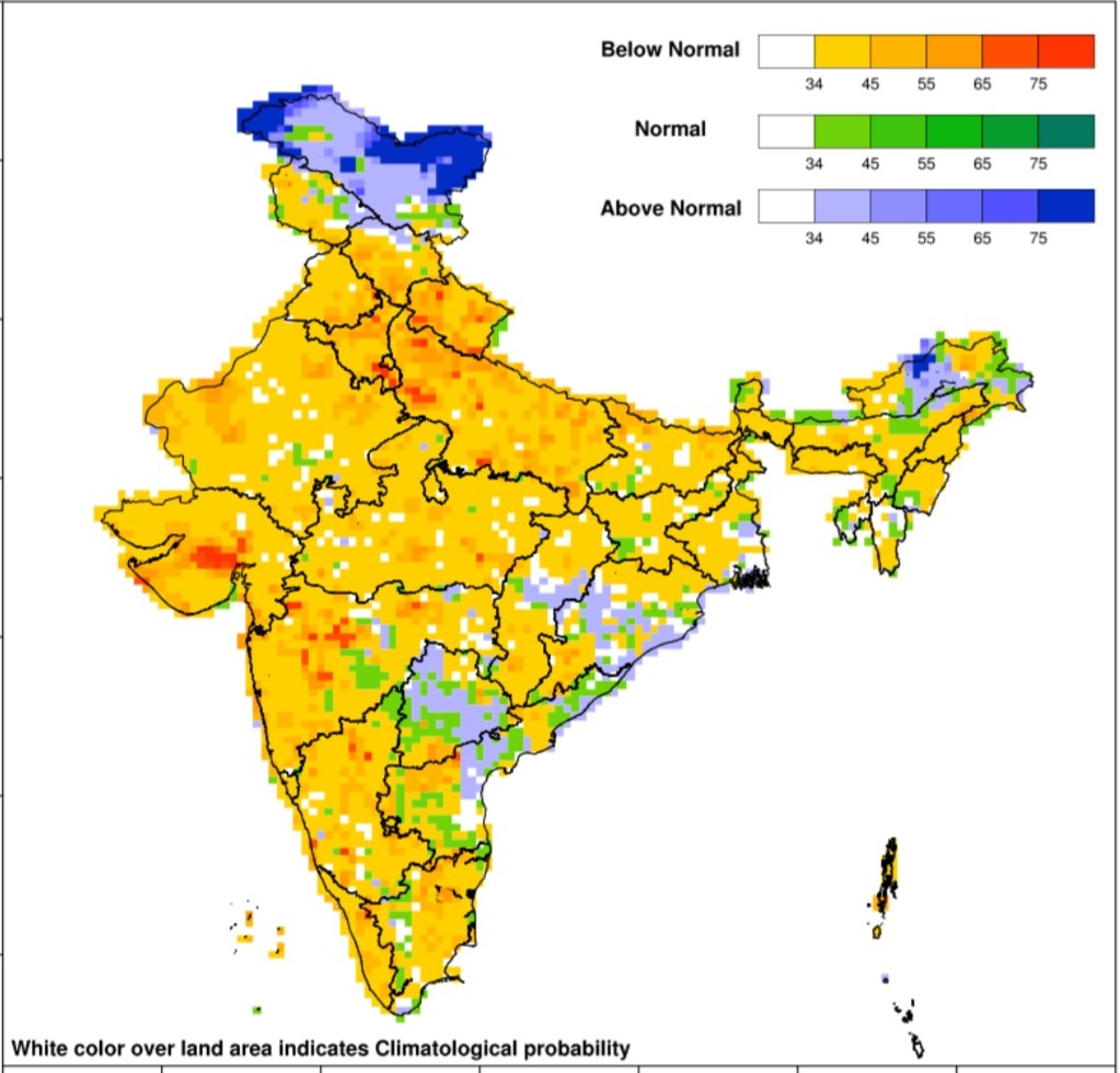IndiaMausam's tweet photo. The 2026 southwest monsoon (June–September) is projected to bring below-normal rainfall, estimated at 90% of the Long Period Average (± 4%).
#Monsoon #Monsoon2026 https://t.co/kg4WAH0DNI