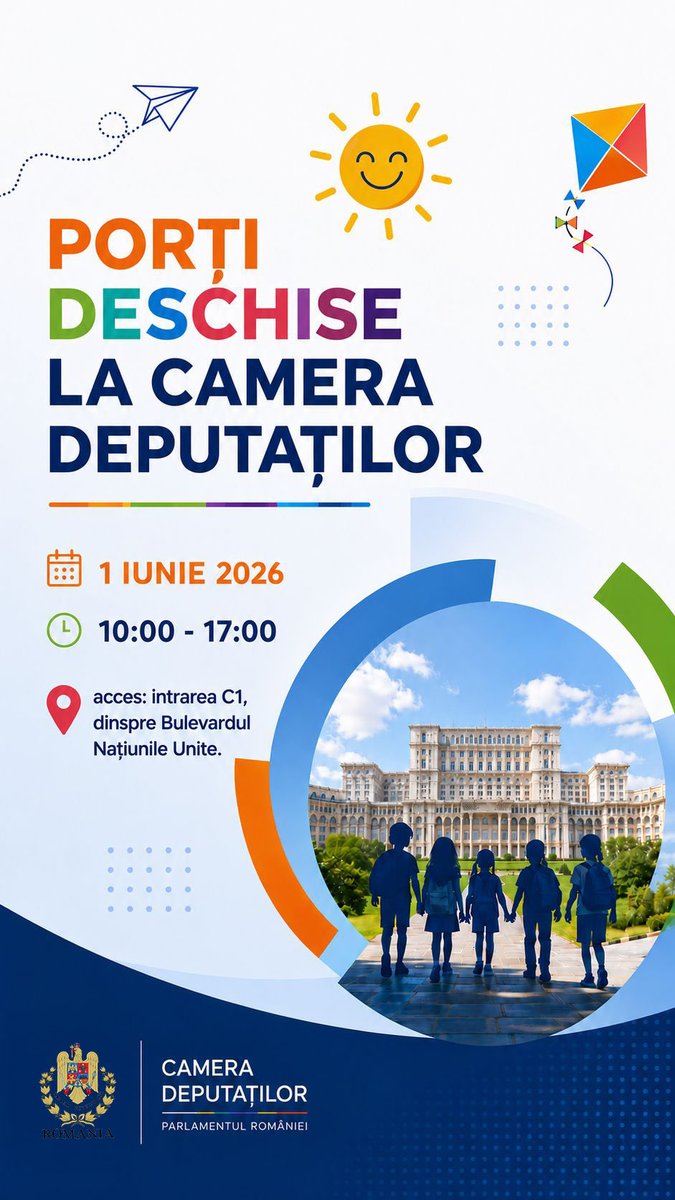 cdep_ro's tweet photo. 🎈 De Ziua Copilului, deschidem porțile pentru o zi plină de bucurie, joc și surprize!

📍 Camera Deputaților
🗓️ 1 iunie | 🕙 10:00–17:00

Vă așteptăm cu drag! 

#1Iunie #PorțiDeschise #CameraDeputatilor https://t.co/SDVcfRsZ4h