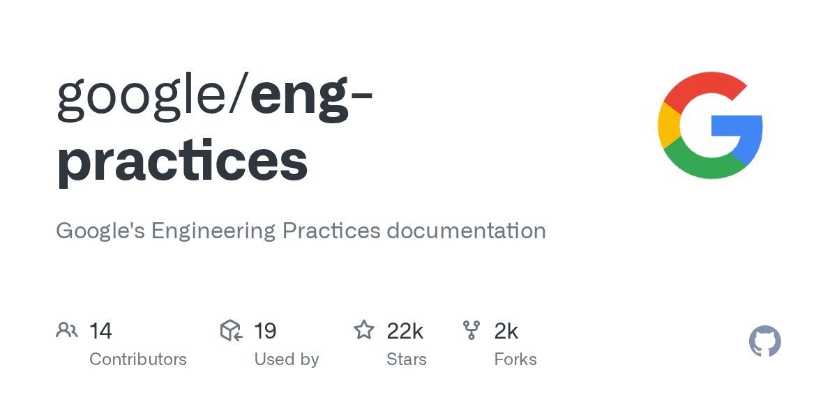 tarredev's tweet photo. Google acaba de publicar internamente su guía oficial de Code Review.
No es un post random, es el estándar real que usan sus ingenieros. Bastante interesante porque va al grano con cómo revisar código de verdad: legibilidad, mantenibilidad, arquitectura, naming, etc.
Lo tengo guardado para revisarlo con calma esta semana y ver qué puedo aplicar en mis proyectos.

¿Tú qué sueles mirar primero cuando haces code review?

Enlace abajo 👇