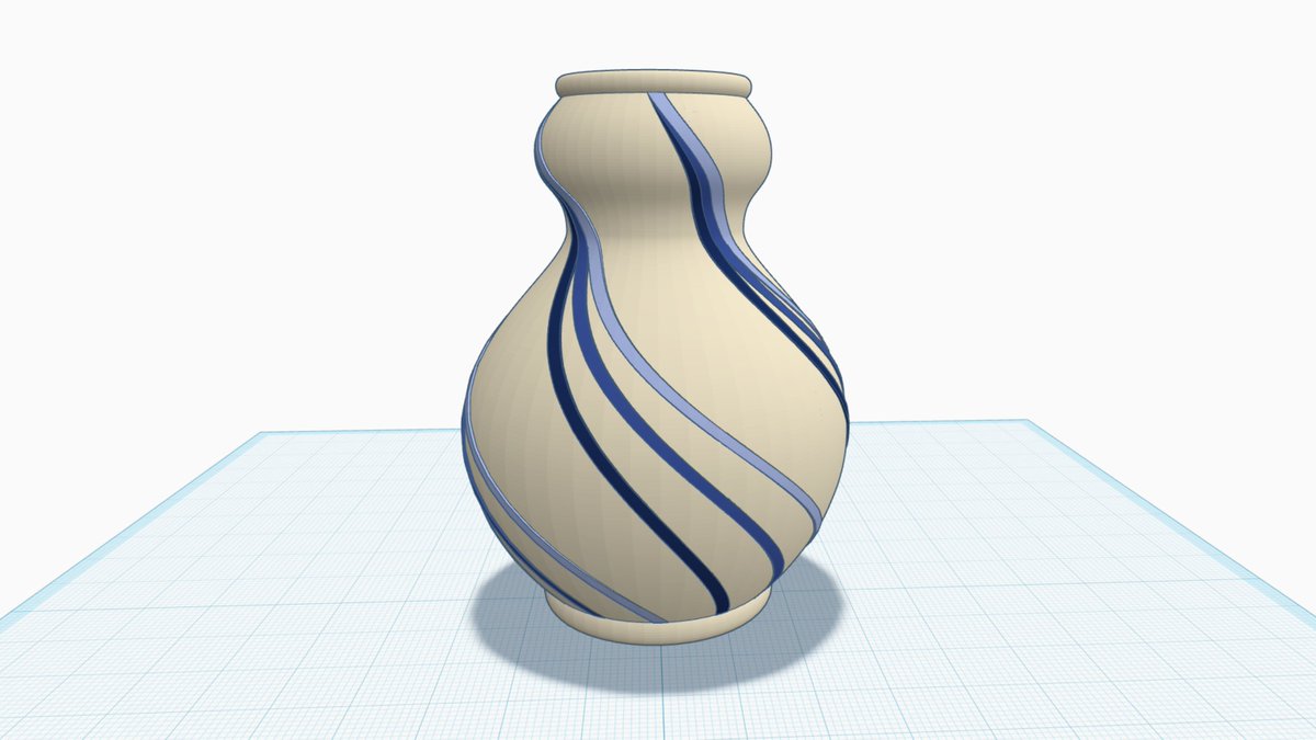 ZDP189's tweet photo. Small (scaleable) four colour printable vase with embossed spiral motif showcasing @tinkercad's Sketch Rotate and Sketch Extrude shapes and Intersect Method. Teaching notes are included.

https://t.co/XHuQABnfS3 https://t.co/EWbbfRa04X