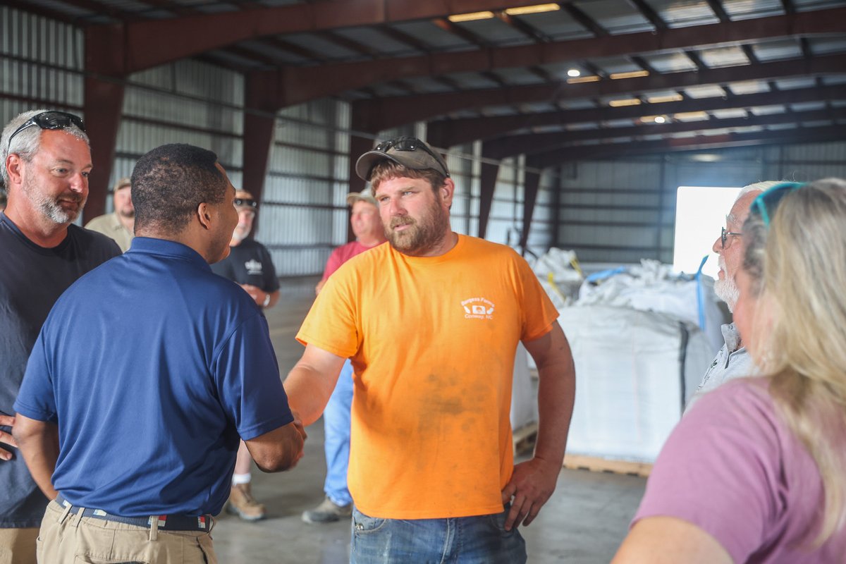 RepDonDavis's tweet photo. Cotton remains a crucial part of our rural economy.

Grateful for the opportunity to join growers in Seaboard to discuss expanding markets for American-grown cotton and supporting legislation like the Buying American Cotton Act. When we back American agriculture, we support rural communities, local jobs, and the farmers who keep our country running.
