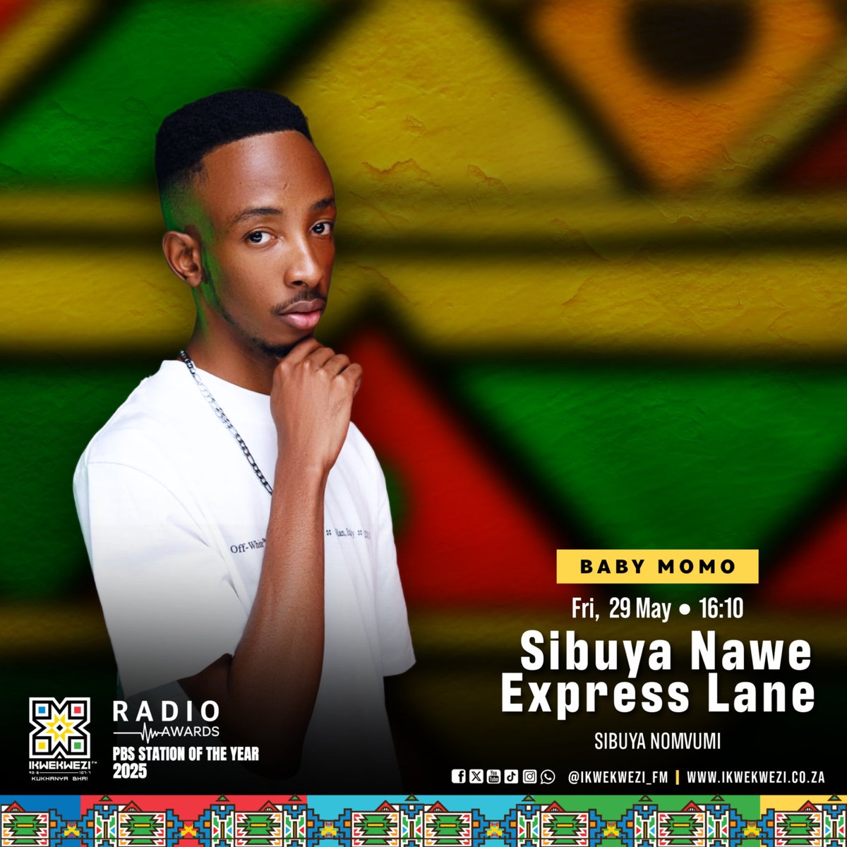 Ikwekwezi_FM's tweet photo. Wamukelekile ehlelweni #SibuyaNaweExpressLane no DJ Rvoonah & Big Joe 🔥
Namhlanjesi sikuphathele👇
⏰ 16:10 #ArtistInterview // Baby Momo
⏰16:40 #ExpressLaneMix // Dj Thapza
⏰ 17:00 Fulela Wanethwa // Big Joe
#UmkhanyoNgowakho
📻 90.6-107.7 FM
📱 https://t.co/7Rb5HTCkOd https://t.co/yqCq8U97hr