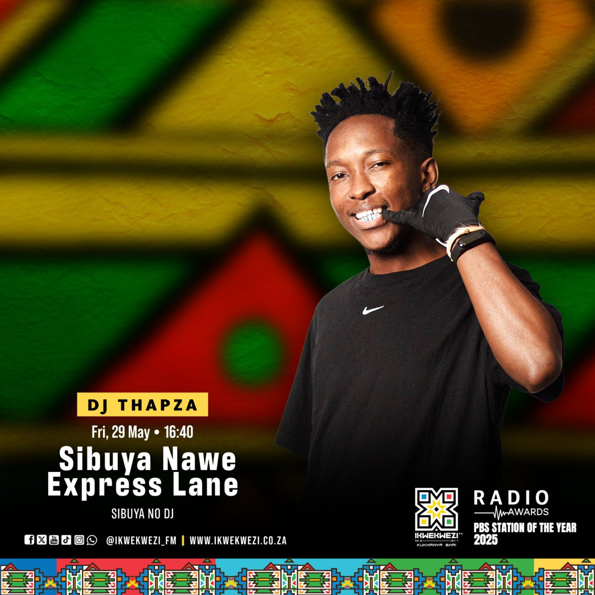 Ikwekwezi_FM's tweet photo. Wamukelekile ehlelweni #SibuyaNaweExpressLane no DJ Rvoonah & Big Joe 🔥
Namhlanjesi sikuphathele👇
⏰ 16:10 #ArtistInterview // Baby Momo
⏰16:40 #ExpressLaneMix // Dj Thapza
⏰ 17:00 Fulela Wanethwa // Big Joe
#UmkhanyoNgowakho
📻 90.6-107.7 FM
📱 https://t.co/7Rb5HTCkOd https://t.co/yqCq8U97hr