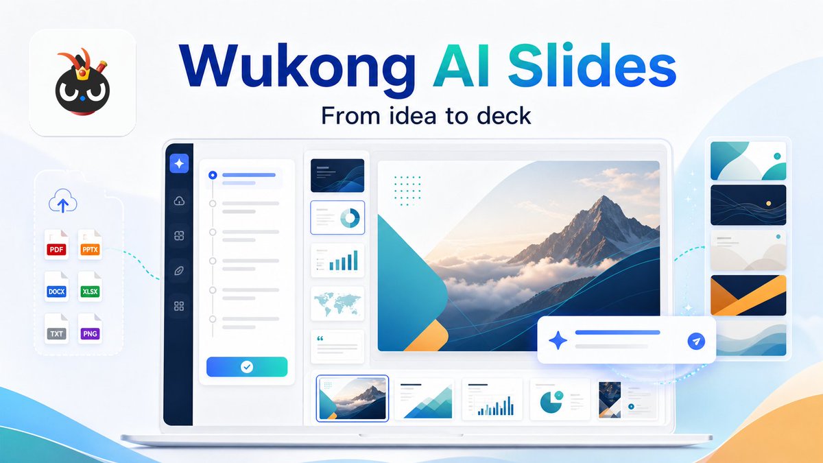 DingTalk_App's tweet photo. Just tried Wukong AI Slides, and it makes deck creation feel way easier. 🎉New User get 1000 free Credits

Upload files or start with one sentence, review the outline first, then turn it into slides with a template you like. You can even pick a single slide and ask Wukong to tweak it.

Try it here: https://t.co/3ODyh9E3LK