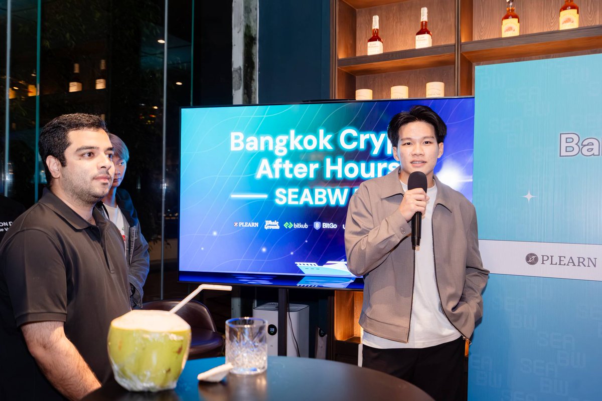 PlearnOfficial's tweet photo. What a night at Bangkok Crypto After Hours - SEABW Edition

Grateful for everyone who joined us and made the event so special. Great connections, great energy, and many more to come.

See you soon 🇹🇭 https://t.co/vEEwxVXkfW
