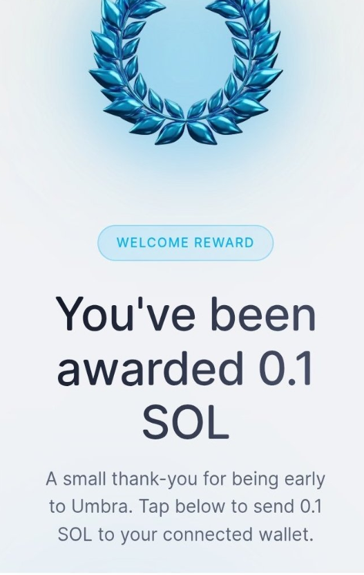 P2ELabs's tweet photo. Get 0.1 solana:So11111111111111111111111111111111111111112 instant ( worth 8.2$ )🪂

.@UmbraPrivacy giving 0.1 solana:So11111111111111111111111111111111111111112 to every user just for testing his platform.

✅ Here is your step by step guide - 
> Go to - https://t.co/NmaZrn6VE6
> Login with google.
> Join waitlist.
> Get code in your email.
> Redeem 0.1 solana:So11111111111111111111111111111111111111112 
> Done.

👉 Team will sent you code in your registered email address after joining in waitlist.

Or

👉 To get code faster, just DM @UmbraPrivacy / Comment “uodl” in their x post comment.

That's all for now 🫡
For more update's join - https://t.co/CsVtxZki05
