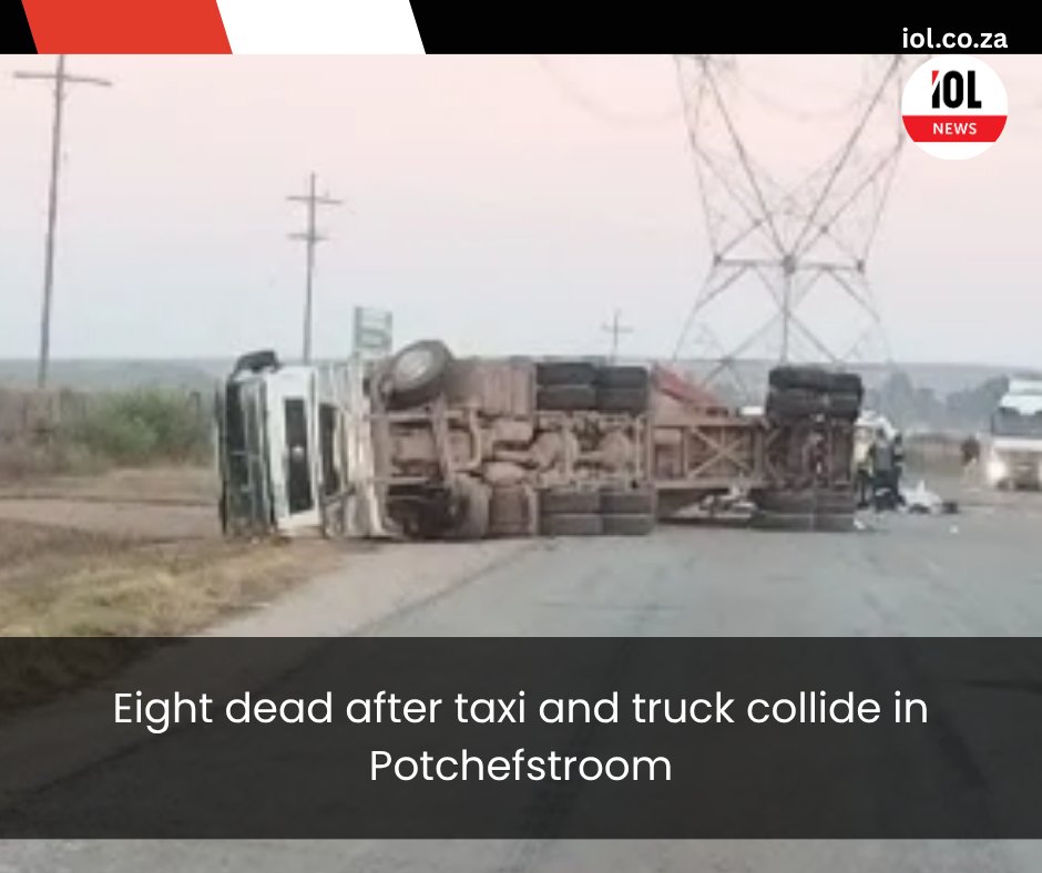 IOL's tweet photo. Eight people have been killed after a minibus taxi and a manganese-laden truck collided at the intersection in Potchefstroom, North West Province, in the early hours of Friday morning.
Read on https://t.co/hi1bZrSY64
#news #PotchefstroomCrash #TaxiTruckCollision #EightDead #FatalAccident