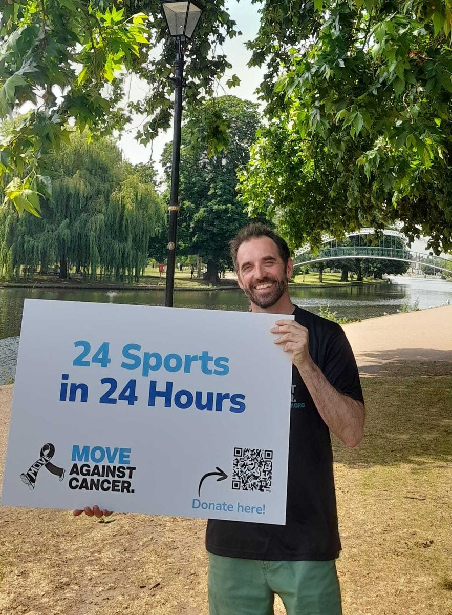 MOVEcharity's tweet photo. Good luck to our CEO David who is undertaking the first 24 Sports in 24 Hours Challenge this weekend to raise awareness and funds for people living with and beyond cancer. Read his story and find out how YOU can try your own 24 Sports Challenge: https://t.co/Vn0l34GErh https://t.co/B8WMbNpzC4
