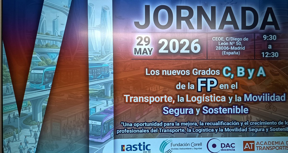 ccoocarlog's tweet photo. #CCOO
📚VI Jornada FP Transporte, Logística y Movilidad Segura y Sostenible 
🛣️ El Sector Estatal de Carretera y Logística de FSC-CCOO advierte que la formación semipresencial no puede sustituir el valor de compartir experiencia y aprendizaje directo entre profesionales.
#CEOE https://t.co/VmzcArhZOp