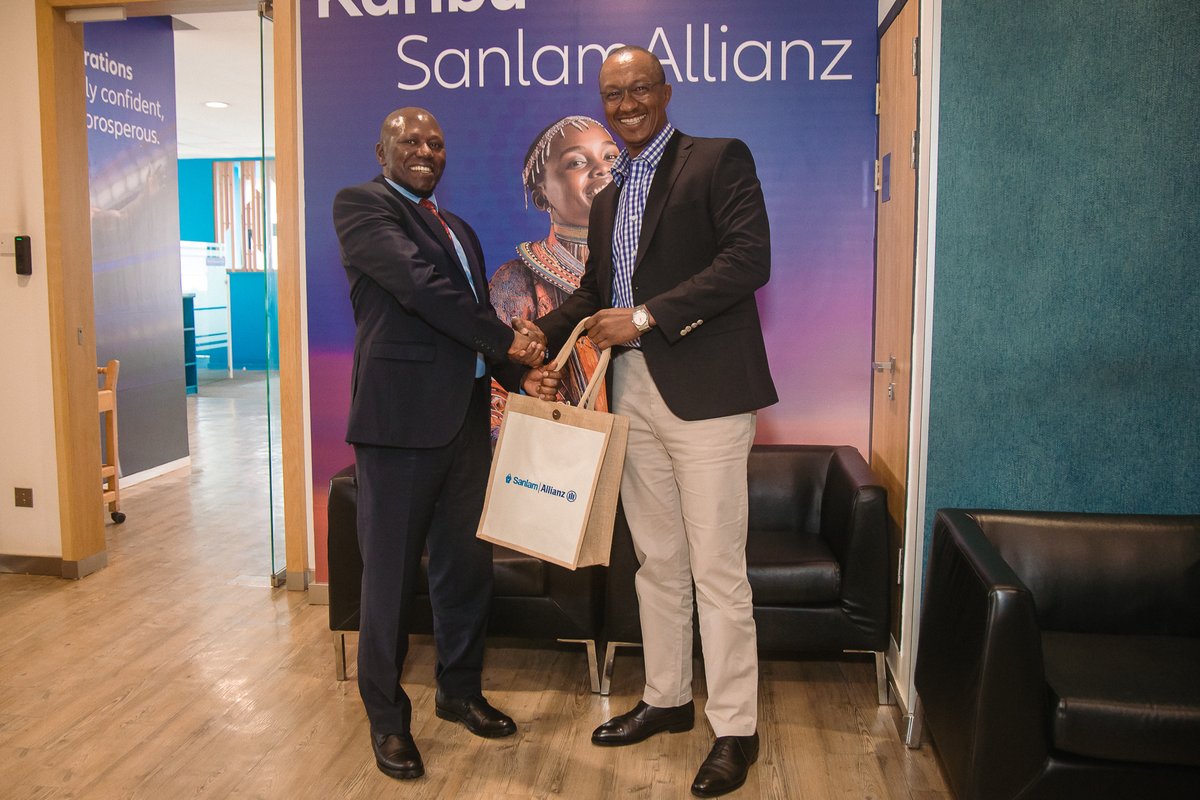 Kenya_Re's tweet photo. Kenya Re GMD, Dr. Hillary Wachinga, paid a courtesy call to Sanlam Allianz General Insurance Company CEO, George Kuria, on 22nd May 2026.
The  meeting provided an opportunity to strengthen professional ties and  discuss matters of mutual interest within the insurance industry. https://t.co/pdHJceMBQb