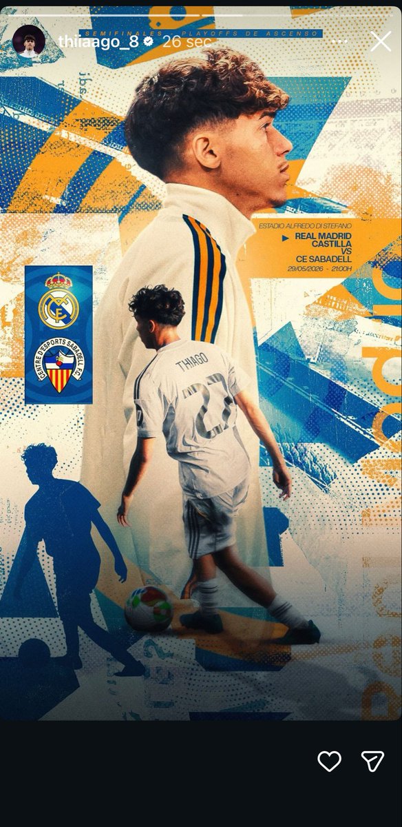 Pitarch_Fan's tweet photo. 📲🌟 La story Instagram de Thiago Pitarch. 

Le foot n’est pas terminé pour lui encore, il va jouer avec la Castilla ce soir. 💫 https://t.co/U1cNjV2TwU