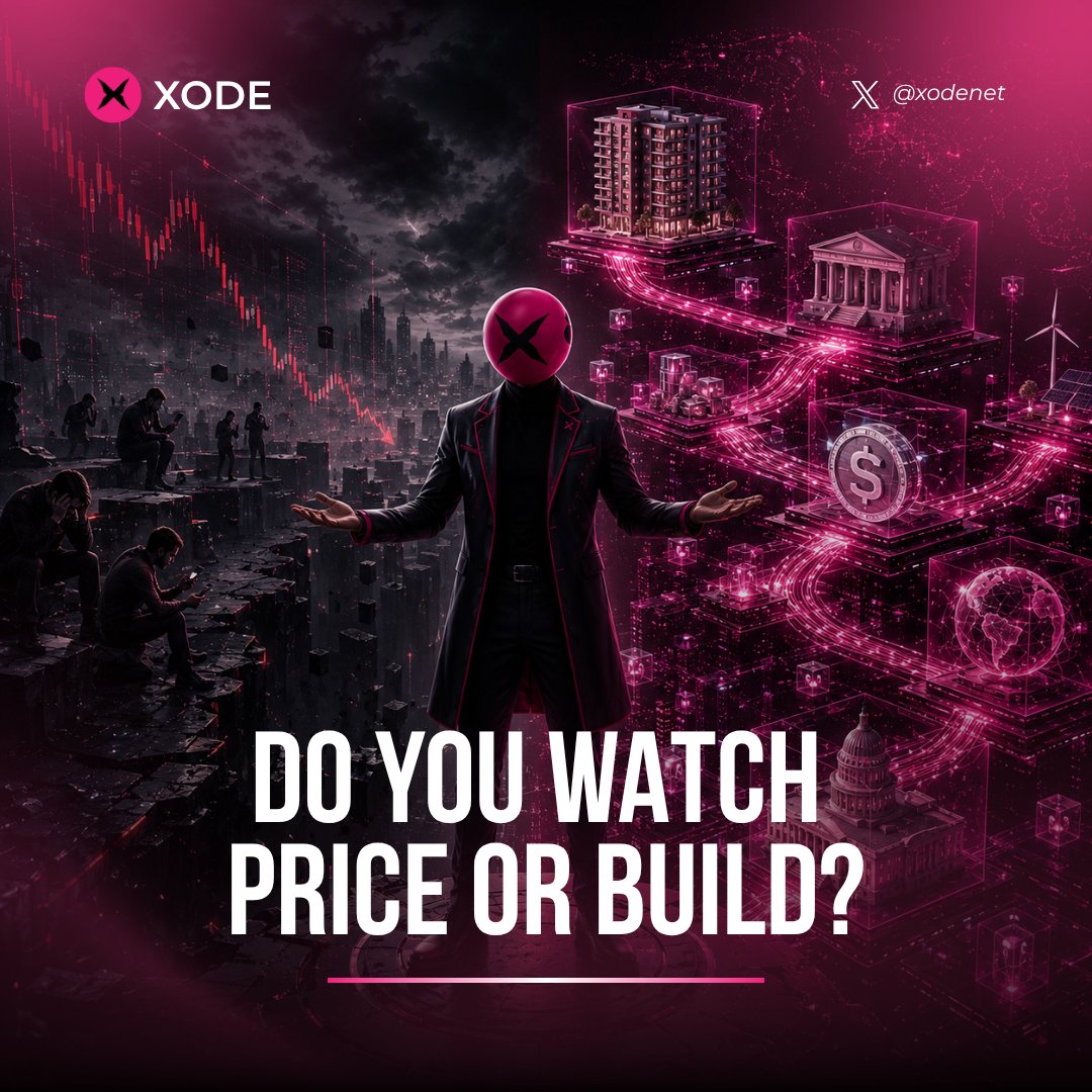 XodeNet's tweet photo. Fear & Greed Index is sitting near Extreme Fear.

Yet:

• RWA tokenization keeps growing
• Stablecoin adoption keeps rising
• Institutions keep building
• Governments keep testing blockchain

So here's the question:

When crypto is down...

Do you focus on price?

Or do you focus on what is actually being built?
👇 Reply with one word:

PRICE or BUILD