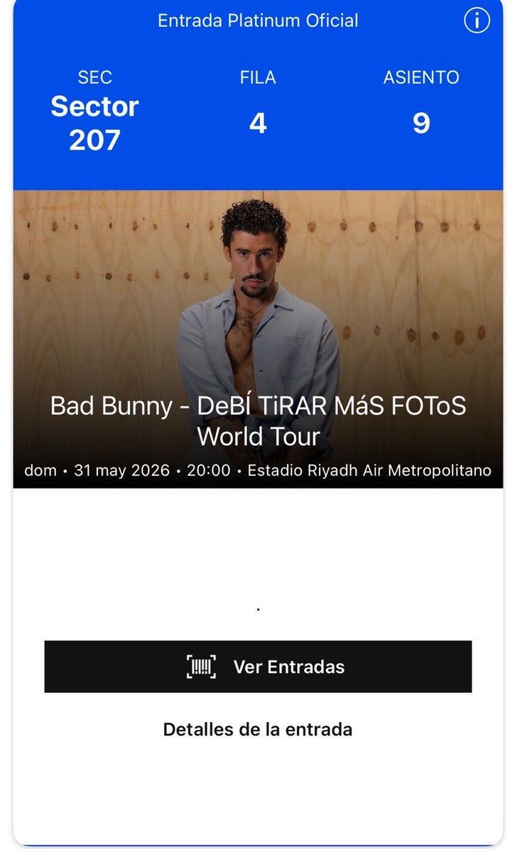 Fr_Stevez's tweet photo. Vendo 4 entradas bad bunny palco vip metropolitano 300 cada una precio negociable #dtmf #badbunny sector 207 https://t.co/3F3TlGLUpt