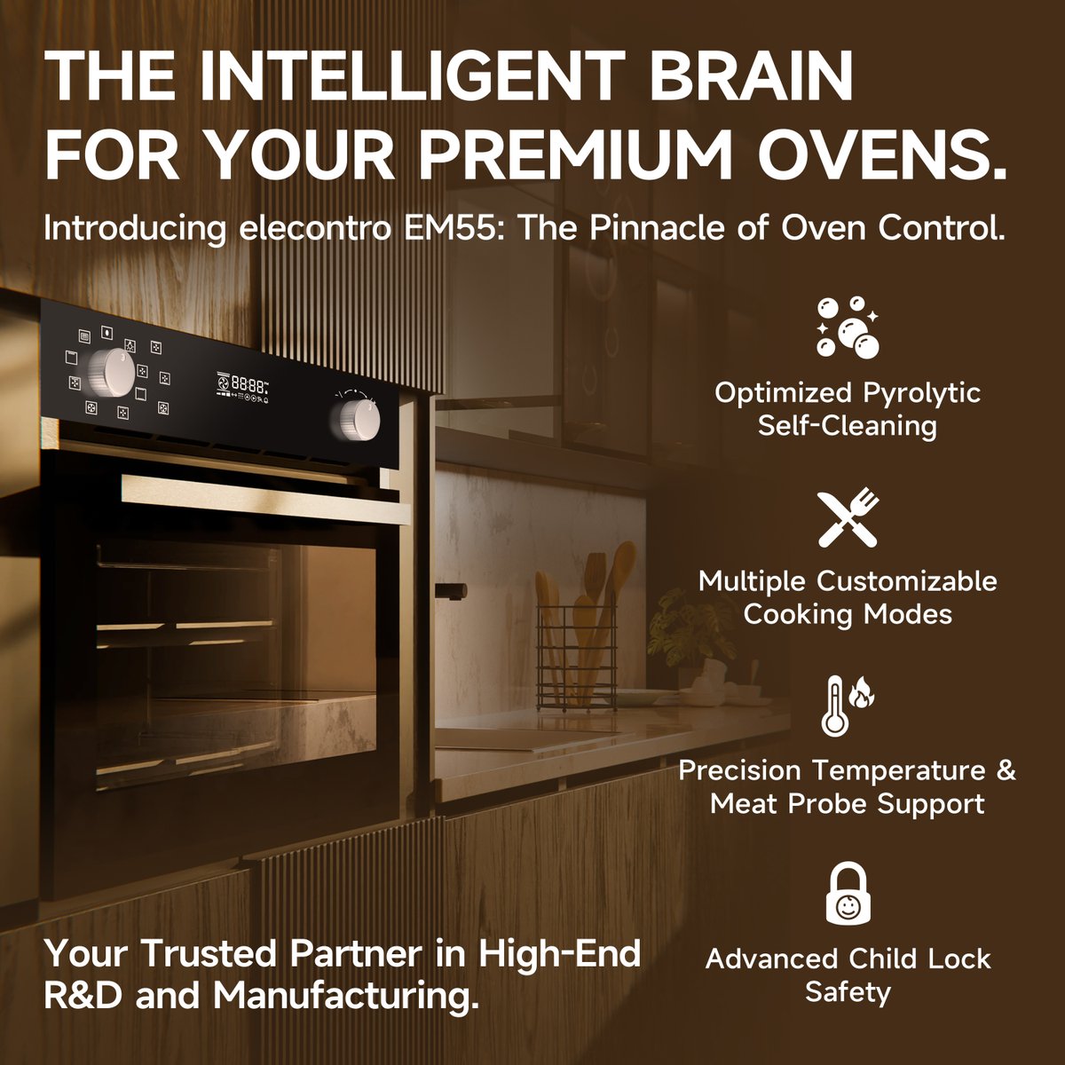 elecontro2's tweet photo. Elevate your appliances with the EM55 Oven Controller from elecontro®! 

🔹 Advanced Pyrolytic cleaning integration
🔹Precise Temp &amp; Meat Probe support
🔹 Enhanced Safety Lock features
🔹 Precision multi-mode cooking
🔹 Expert ODM manufacturing

Partner with us today! #SmartOven https://t.co/yKknaUqWnY