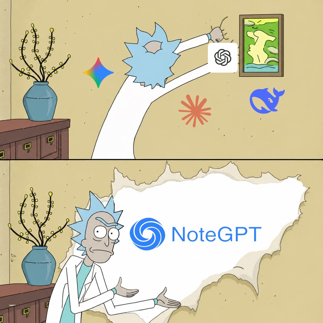 NoteGPT_AINote's tweet photo. Subscribing to four separate AIs? That's old school. 🥱The smart play is having ALL the top models (Gemini, GPT-5.5, Claude, and Deepseek) in ONE smooth interface.

Stop wasting money and running out of tokens. NoteGPT gives you free daily uses. 🧠⚡️

Clean your browser tabs, boost your workflow:
👇