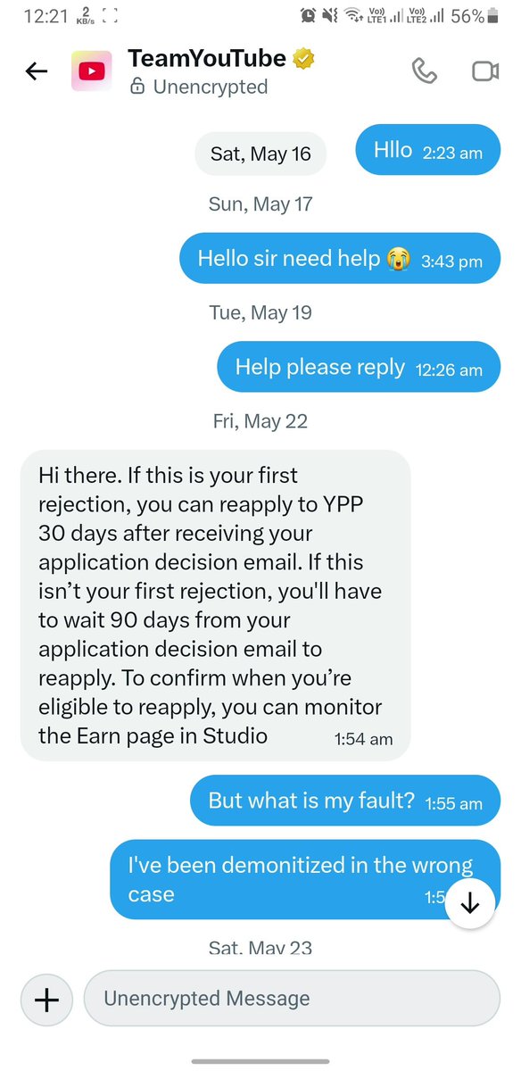 respectwarner's tweet photo. @TeamYouTube As you said, after waiting 30 days I applied again, but YouTube’s AI rejected my monetization application again for same reason suspended due to a related channel .
Please help me. I’m so stressed that I can’t sleep properly .
Please review my channel sir please 😢 https://t.co/j8KKpx6bUI
