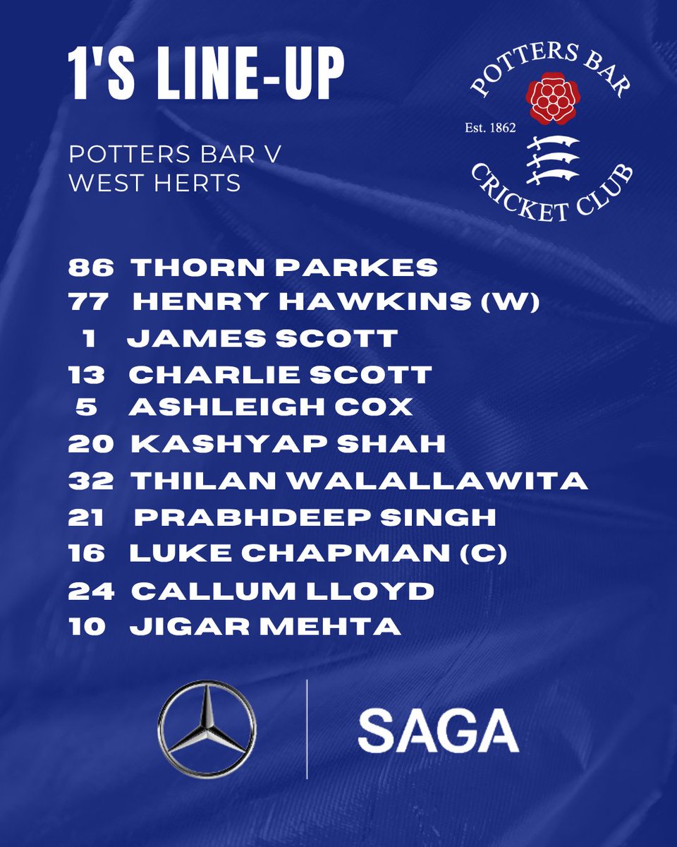 PottersBarCC's tweet photo. This weeks teams for Bar - 44 players out again despite countless missing for all sorts of reasons 

Come on the Bar....

All thanks to the wonderful people at @SAGATruckandVan https://t.co/H4ryhOpCCI