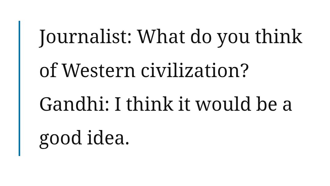 postdocforever's tweet photo. The BBC deciding to have AI Gandhi (!!!) on their panel finally disproves Gandhi's response: it would not be a good idea to give civilisation to these idiots. https://t.co/1z6Q0m89zk