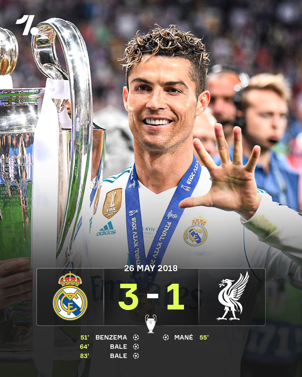 OneFootball's tweet photo. The last time both teams scored in the Champions League final was EIGHT years ago when Real Madrid beat Liverpool FC in Kyiv 😮 https://t.co/SQu5XChh9V