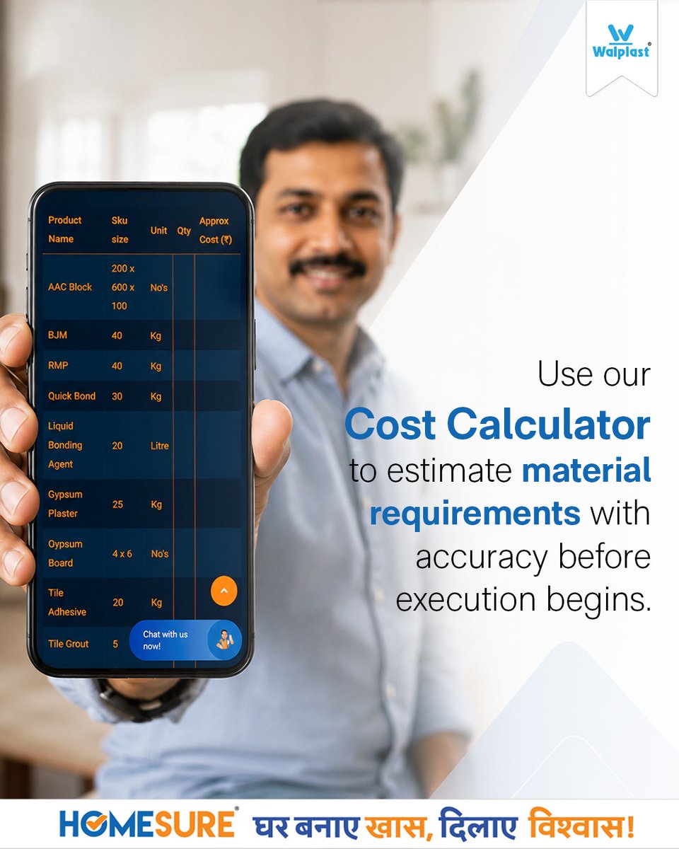 Walplast's tweet photo. Before you build, calculate it right to avoid budget overruns. 🏡📊
Try the Walplast Cost Calculator before you start and estimate your material needs.

Visit: https://t.co/o0ji1W7Gjl

#CostCalculator #HomesureEstimator #DreamHomeBudget #InstantEstimate #HomeRenovation #Homesure https://t.co/LcWZN9CzXL