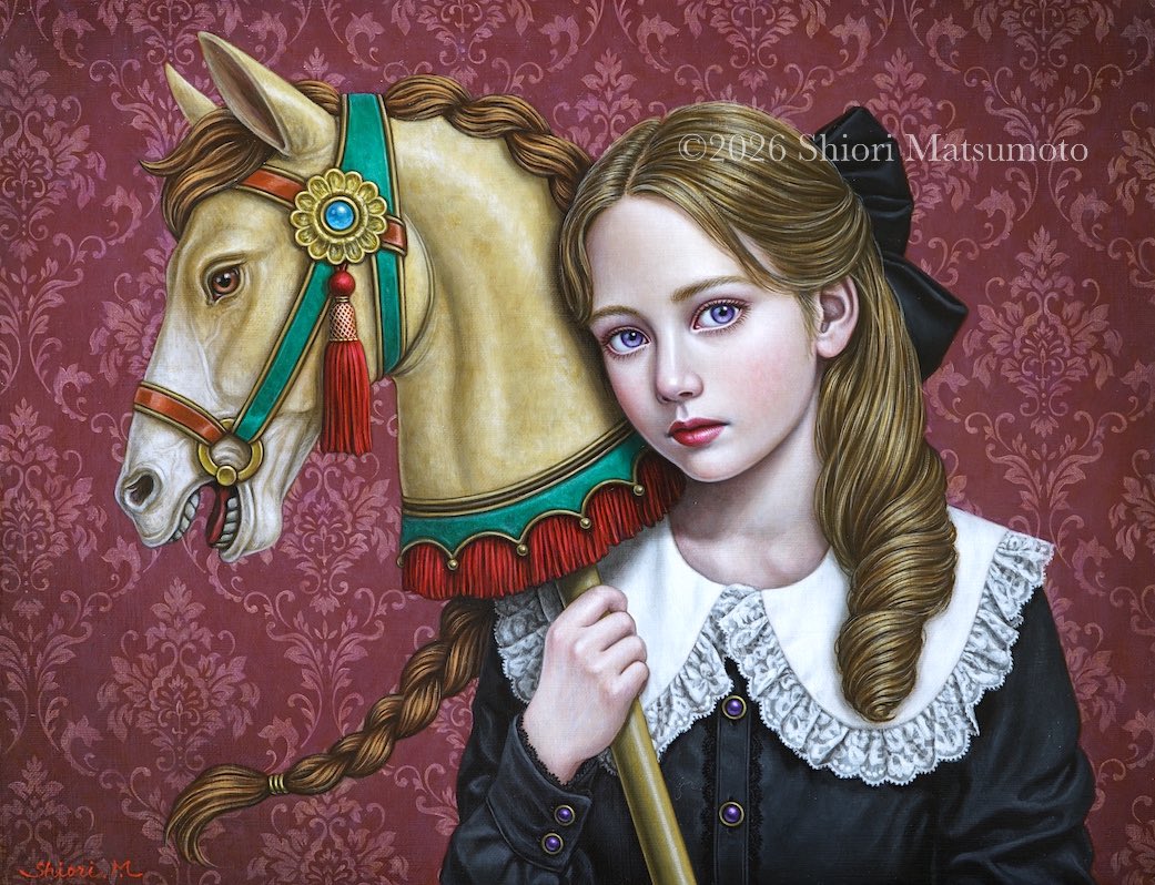 ART OSAKA 2026にて展示中の作品です。 「少女の愛馬」 F6 キャンバス