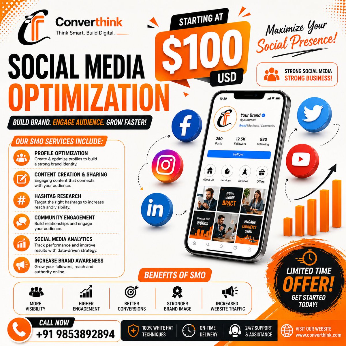 converthink's tweet photo. 📱 Grow Your Brand with Professional Social Media Optimization (SMO)! 🚀

Is your business getting the attention it deserves on social media?

Boost your online presence and connect with your target audience with our expert SMO services starting at just $100 USD. https://t.co/gHbZafXZ4P