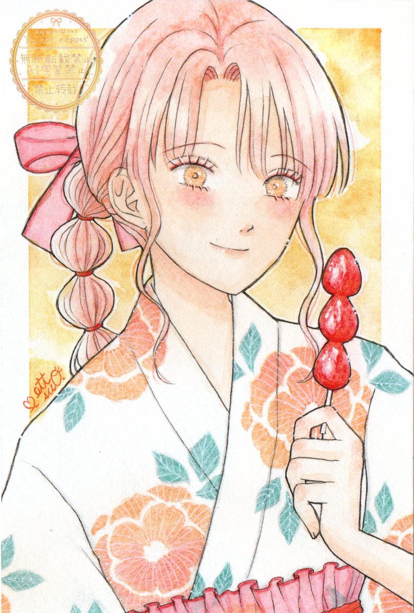 mettsuo's tweet photo. いちご飴🍓
(透明水彩) https://t.co/X26Snz37Yv