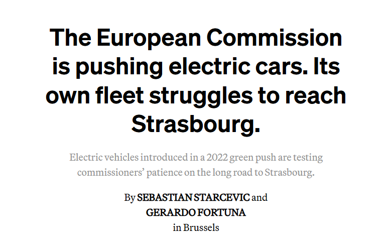 Staffetta's tweet photo. Energia e Politica - Se l'auto elettrica esaspera i commissari UE: Le auto elettriche in “dotazione obbligatoria” ai commissari europei e ai loro staff non riescono a coprire la distanza tra Bruxelles e Strasburgo (440 km) senza… https://t.co/S2FPEdvfKK https://t.co/hrZrVf0k25 https://t.co/DpYcDNfpSX