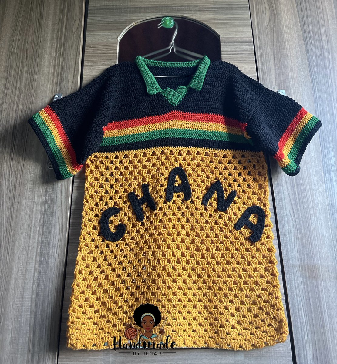 jenny_frimp's tweet photo. Ghana Jerseys I’ve Crocheted so far, all going to the World Cup. We’re so ready 🔥🇬🇭❤️ https://t.co/VH356vzNWm