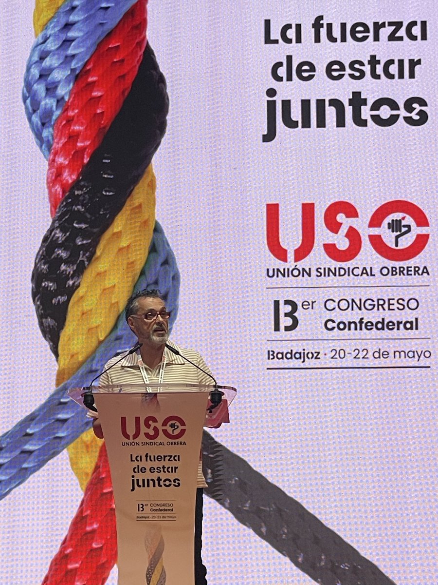 USO_CLM's tweet photo. 🔊 Javier Olmo, Secretario General de USO-CLM, participa activamente en el 13º Congreso de USO celebrado en Badajoz en el cual se reeligió a Joaquín Pérez como Secretario General de USO para los próximos.

Proyecto consolidado y en continuo crecimiento. 💪🏻💪🏻 https://t.co/awCiS6lRQx
