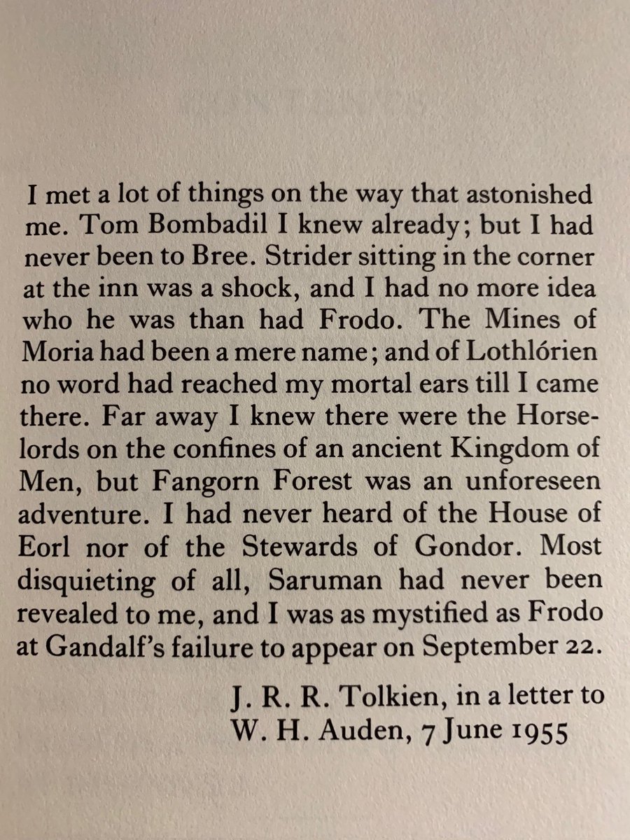 els808's tweet photo. This is one of the single most helpful pieces of writing for me and a large part of the reason I think debating the intent of Tolkien's work is largely pointless, esp when it comes to the unfinished parts. The way he put his world together was intuitive and ambiguous by design. https://t.co/Kaj6vI8esa