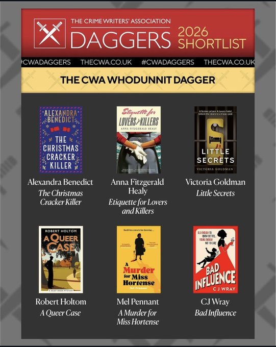 MenopauseExch's tweet photo. Big news!  Our newsletter editor’s book Little Secrets is shortlisted for the CWA Whodunnit Dagger 2026! Victoria Goldman has self‑published it, which is an Industry‑first achievement. We are beyond proud at The Menopause Exchange😊🎉🥳🎉🥳 https://t.co/MRrwluVv26