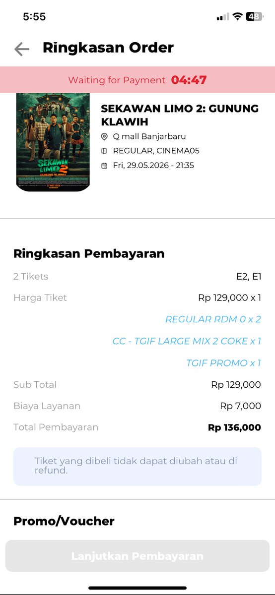 dhealogy's tweet photo. ka ini sudah otomatis ke apply promo popcorn dan minuman nya ya ?? @cinepolisID https://t.co/3ysGia2uOM