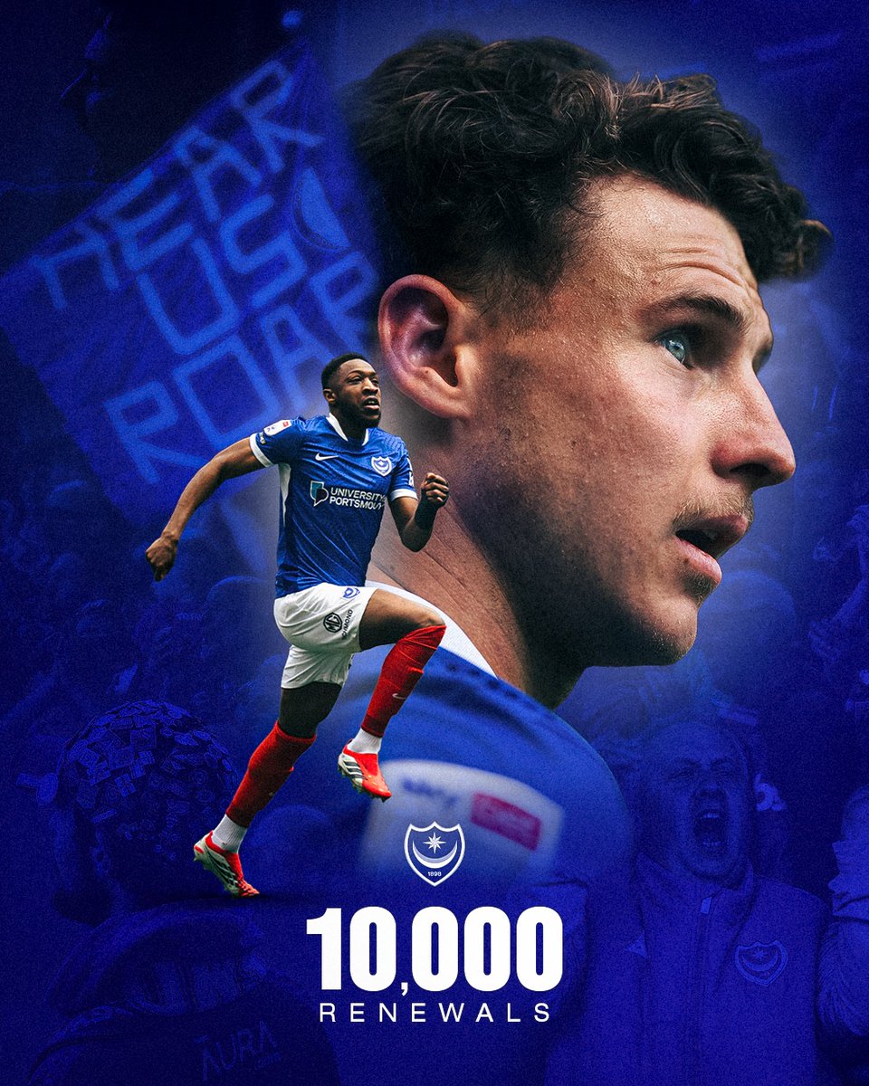 Pompey's tweet photo. We've hit the 1️⃣0️⃣,0️⃣0️⃣0️⃣ mark!

🎟️ And there's still time to renew your season tickets, #Pompey fans.