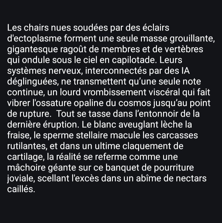 younisos's tweet photo. Poésie viscérale, charnelle et expérimentale
....
#PoésieTrash #poetry #LittératureUnderground #érotisme #flesh #undergroundpoetry #ExperimentalPoetry #poésieviscérale
#poésieexpérimentale #poesie
#Cyberpunk #cyberpoetry
#digitalflesh #cyberflesh https://t.co/dQHvgAhUl6