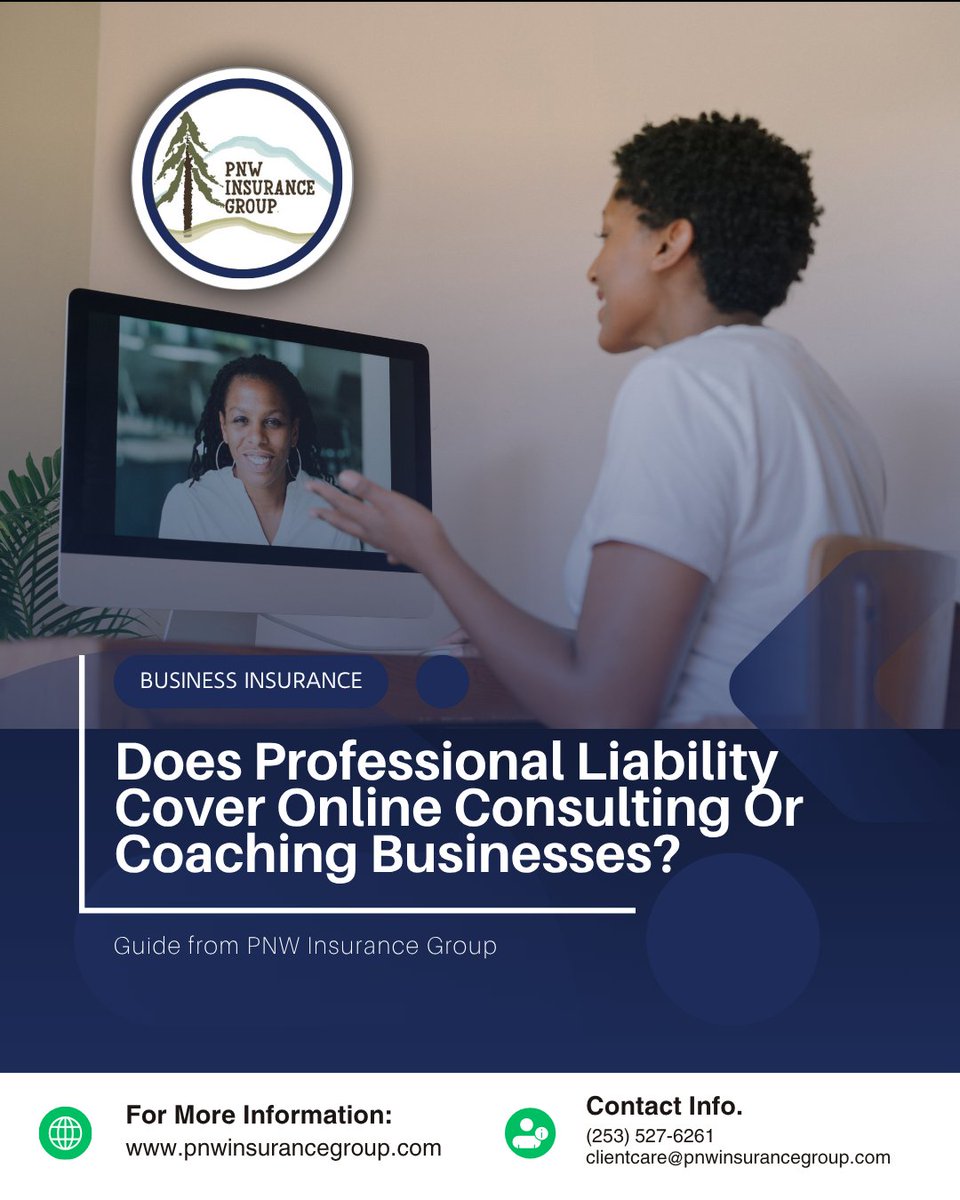 PNW_Insurance's tweet photo. Online coach or consultant? 💻 Professional liability insurance may help protect against claims tied to advice, services, or alleged mistakes—even online. 

Learn more: https://t.co/rXAiAvEJXG

Coverage varies. Check your policy or agent for details. https://t.co/RbkG0yNtNl