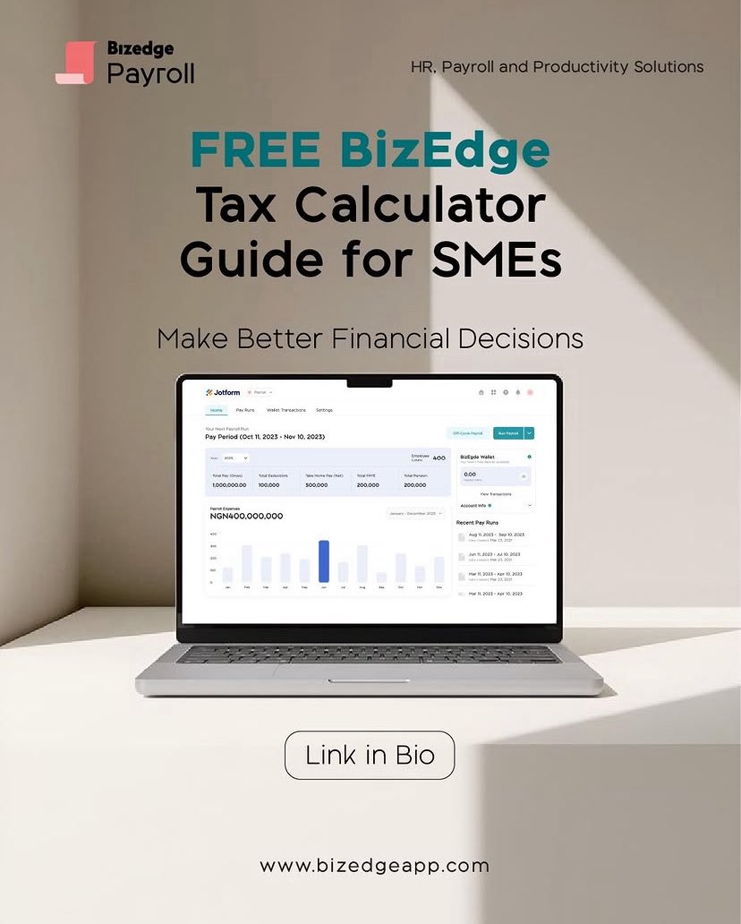 BizEdgeapp's tweet photo. If you’re still figuring out your taxes manually, you’re probably missing something.

This FREE Tax Calculator Guide is designed for SMEs in Nigeria to help you calculate accurately, stay compliant, and make better financial decisions.

Download now, link in bio.
#bizedge https://t.co/XvTZpZe5BT