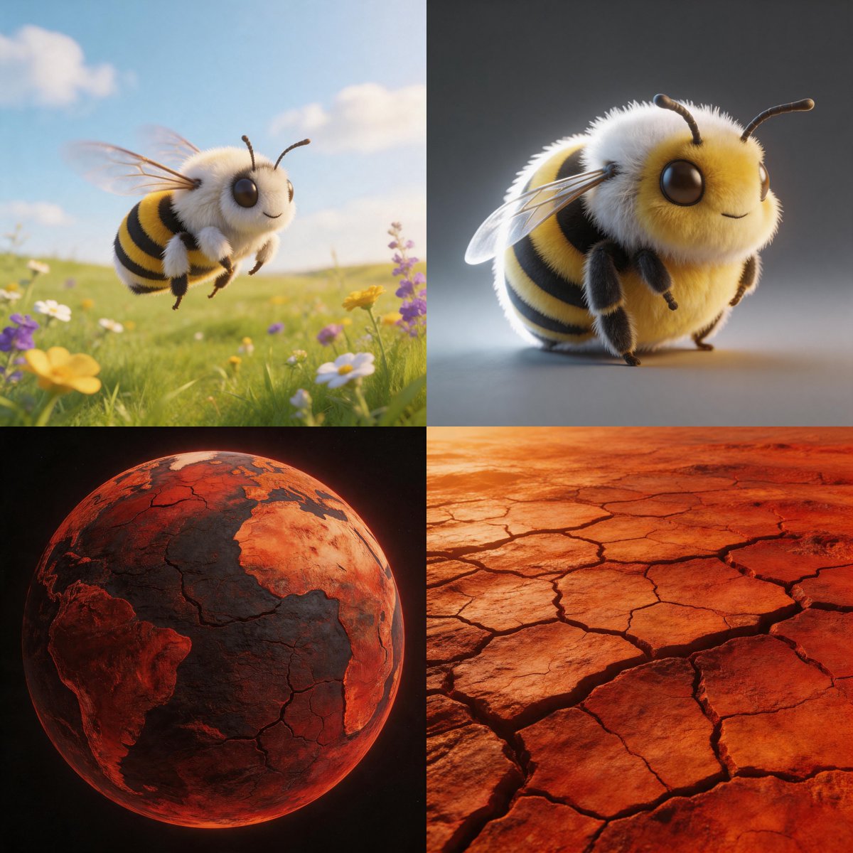 TheImmortalLife's tweet photo. @NightSkyToday When the temperature reaches 51 degrees Celsius, bees will die within 10 minutes. 
And then, all bees will disappear from the earth, which will also lead to the disappearance of one-third of the agricultural products that humans depend on for survival.🌾🌹🥀 https://t.co/RNOkBil46K