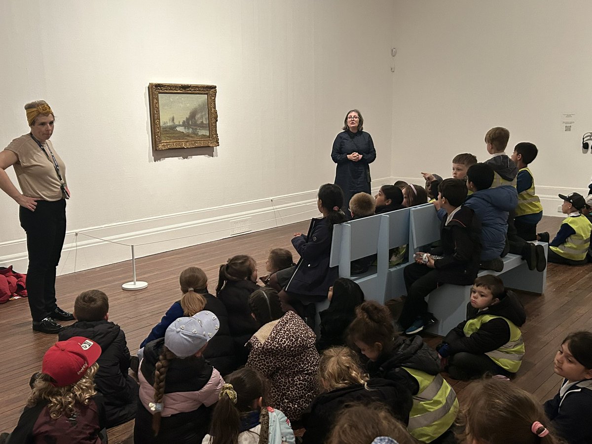GatewayFCAT's tweet photo. Year 3 had a wonderful afternoon visiting The Grundy Art Gallery. They went to view Claude Monet's - The Petit Bras of the Seine at Argenteuil (1872) which is only on public display until Saturday 13th June, on tour from the British Museum! 
@GrundyBlackpool @FCATrust https://t.co/uOQI6PBden