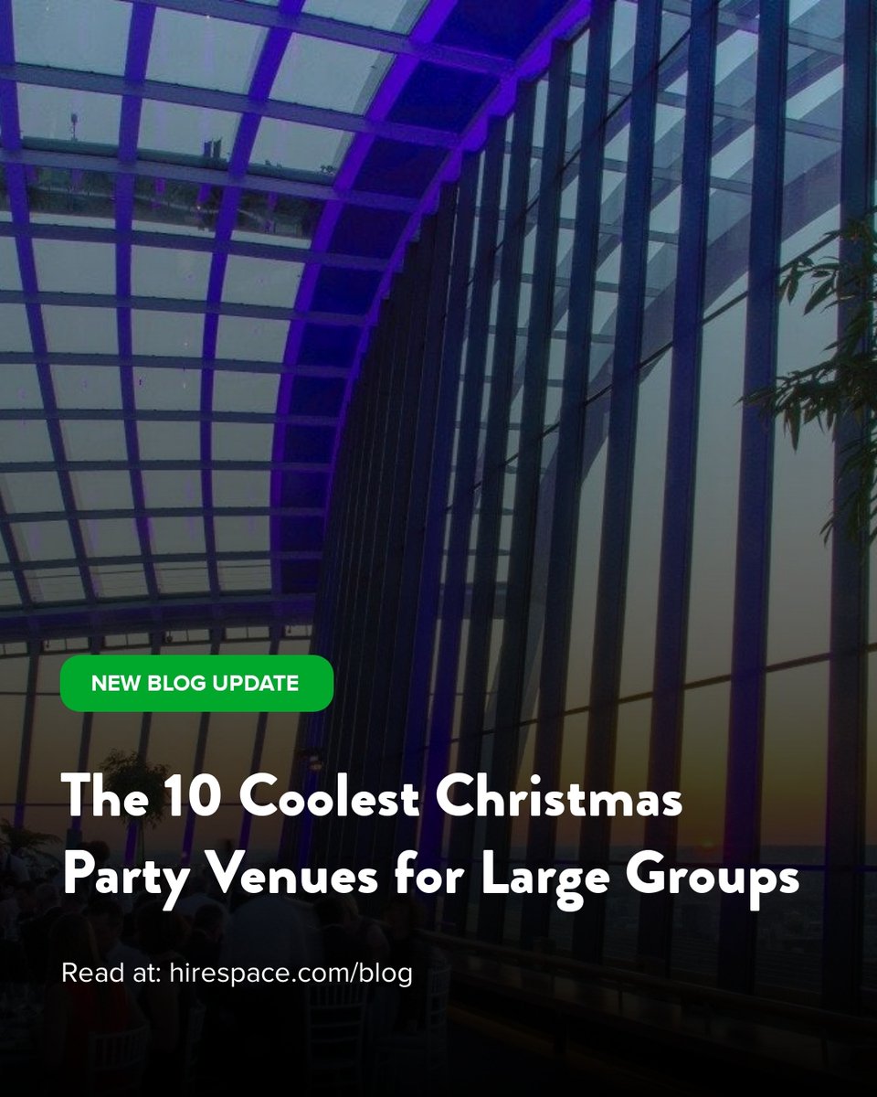 HireSpace's tweet photo. Ten of London's coolest venues for big corporate Christmas parties. Festive warehouses, ballrooms for 500 and industrial spaces that own a theme.

https://t.co/EnFjYeq97x

#EventProfs #HireSpace https://t.co/J9XFksvxVU