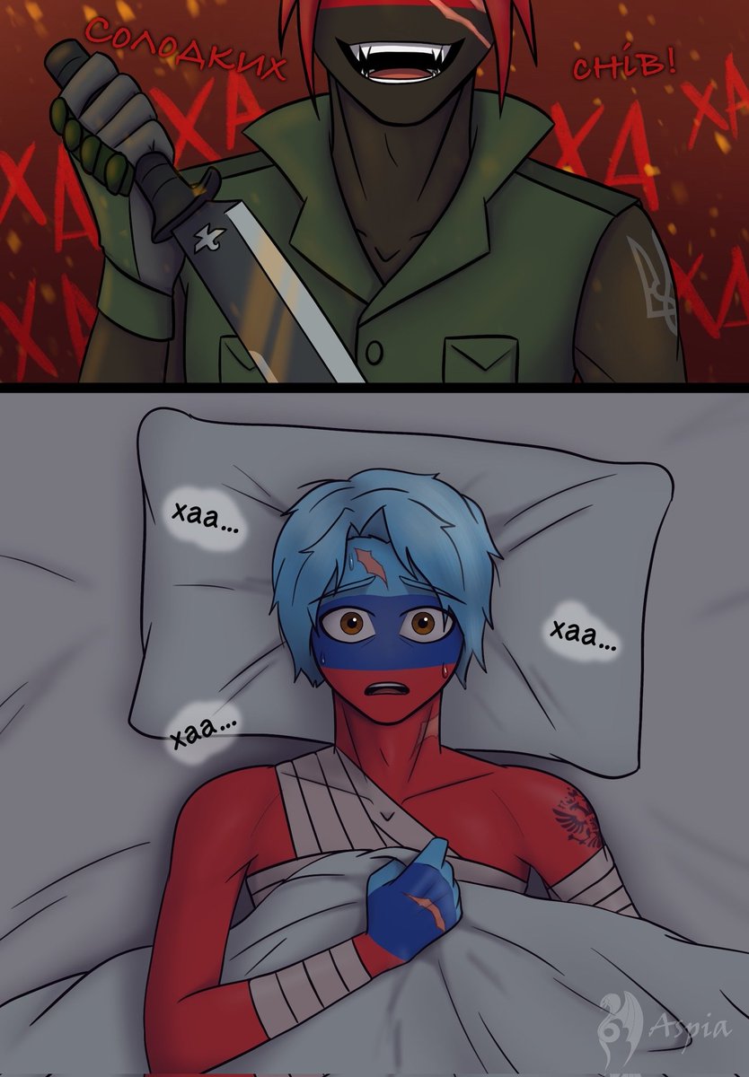 Perekhrest_K72's tweet photo. The monster that won't leave the kids alone even in nightmares... 😢
#countryhumans https://t.co/RLFgDDUNKO
