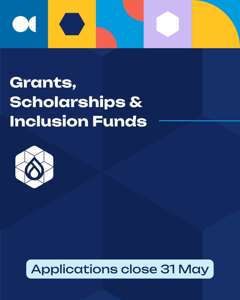 DrupalConEur's tweet photo. Applications for DrupalCon Europe 2026 Grants, Scholarships &amp; Inclusion Funds close 31 May.

Available funding may include a free DrupalCon ticket and travel stipend.

Review eligibility and apply: https://t.co/vFQWheKo8L 

#DrupalConEur #DrupalCommunity #OpenSource https://t.co/Dp8as3hsbq